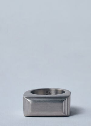 Rick Owens Etched Beveled Ring Silver ric0259025