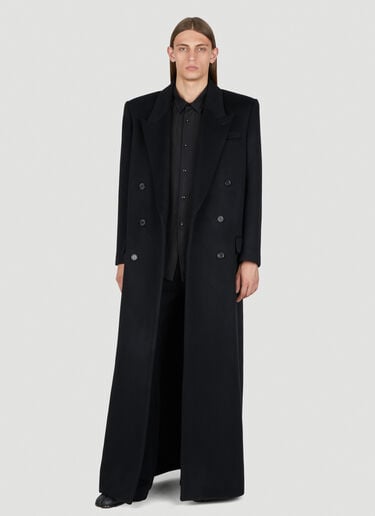 Extra Long Wool Coat Saint Laurent Extra Long Wool Coat Black sla0154012