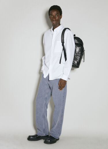 Debossed Logo Leather Backpack Saint Laurent Debossed Logo Leather Backpack Black sla0154050