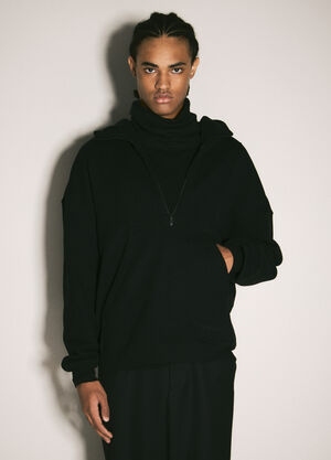 Saint Laurent Half-Zip Hooded Sweatshirt Black sla0158004
