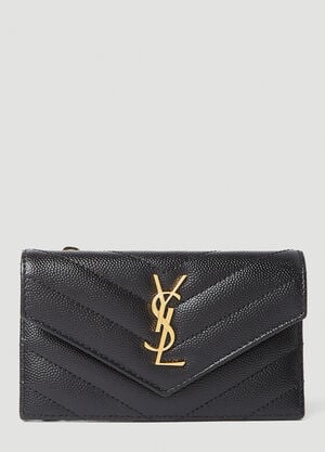 Saint Laurent Logo Plaque Cardholder Black sla0249166