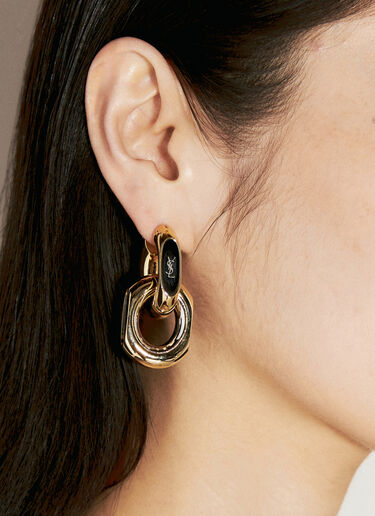 Saint Laurent Cassandre Duo Link Earrings Gold sla0255080