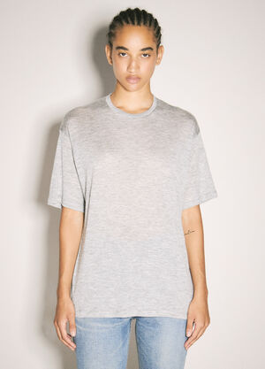 Saint Laurent Wool And Silk T-Shirt Grey sla0257018