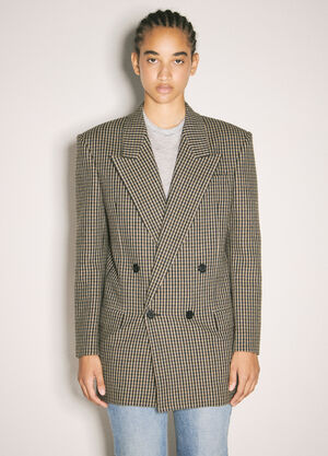 Saint Laurent Vichy Wool Blazer Beige sla0257028