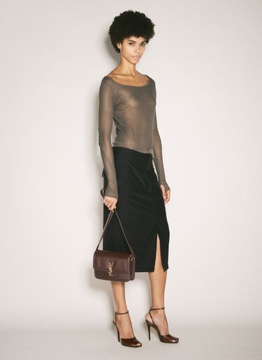 Saint Laurent Solferino 中号单肩包 酒红色 sla0258036