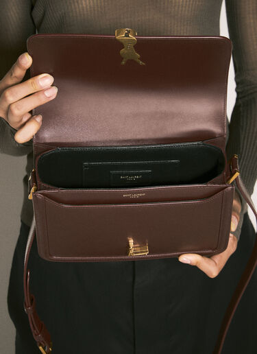 Saint Laurent Solferino 中号单肩包 酒红色 sla0258036