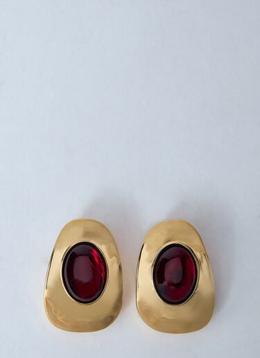 Resin And Metal Cabochon Earrings Saint Laurent Resin And Metal Cabochon Earrings Gold sla0259050