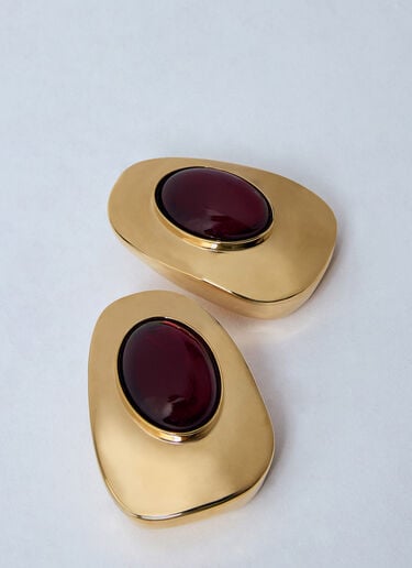 Resin And Metal Cabochon Earrings Saint Laurent Resin And Metal Cabochon Earrings Gold sla0259050