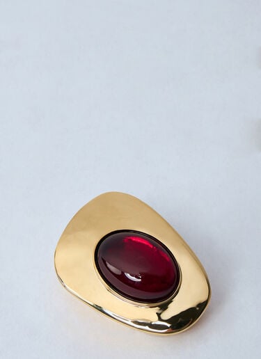Resin And Metal Cabochon Earrings Saint Laurent Resin And Metal Cabochon Earrings Gold sla0259050