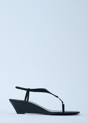 Saint Laurent Logo Motif Wedge Sandals Black sla0260033