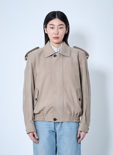 Saint Laurent Numbuck Bomber Jacket Cream sla0260076