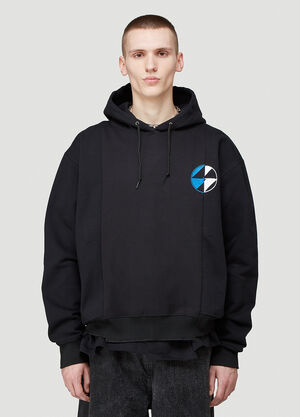 The Salvages Reconstructed Split Logo Hooded Sweatshirt Black slv0144004