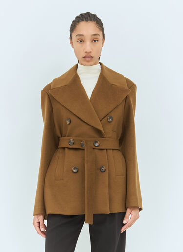 Sportmax 오버사이즈 울 피 코트 브라운 spx0258007