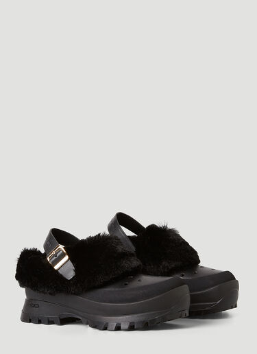 Stella McCartney [트레이스] 슬링백 인조 모피 슈즈 블랙 stm0245038