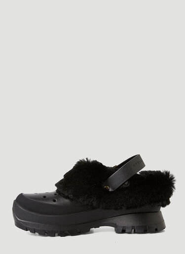 Stella McCartney [트레이스] 슬링백 인조 모피 슈즈 블랙 stm0245038