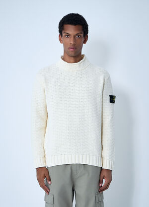 Stone Island Chenille Cotton Sweater Ivory sto0162041