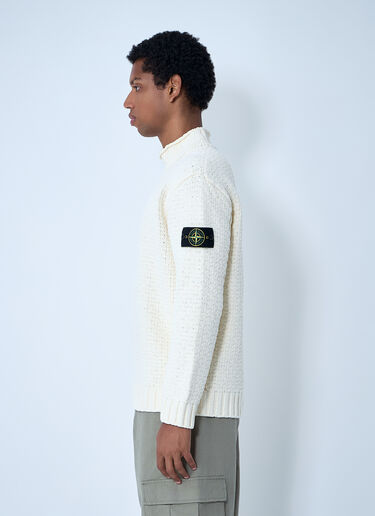 Stone Island Chenille Cotton Sweater Ivory sto0162041