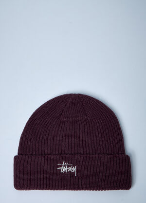 Stüssy Logo Motif Beanie Hat Burgundy sts0350017
