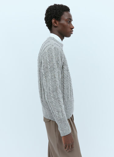 Thom Browne 4-바 스트립이 있는 트위스트 케이블 니트 스웨터 Grey thb0153006