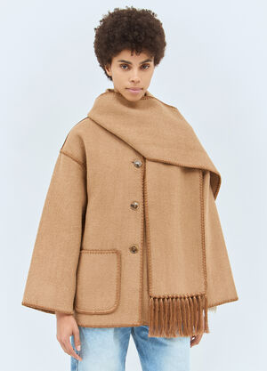 TOTEME Embroidered Scarf Jacket Camel tot0258008