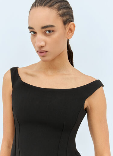 TOTEME Curved Off-Shoulder Top Black tot0258009
