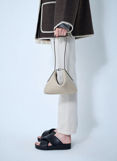 TOTEME Bevel Leather Wristlet Shoulder Bag Beige tot0261049