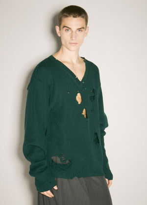 Vetements Destroyed Sweater Green vet0158010