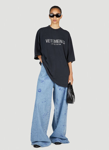 VETEMENTS 크리스탈 로고 티셔츠 블랙 vet0254018