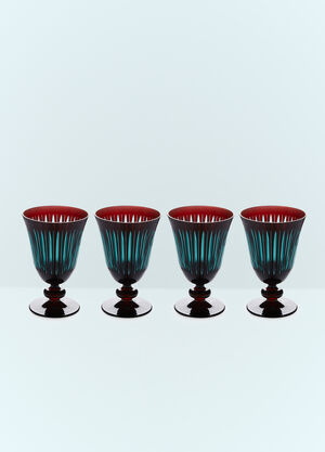L'Objet Set Of Four Prism Wine Glasses Burgundy wps0691630