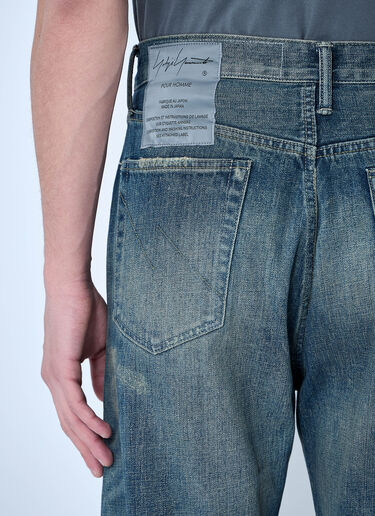 Logo Embroidery Jeans Yohji Yamamoto Logo Embroidery Jeans Blue yoy0160020