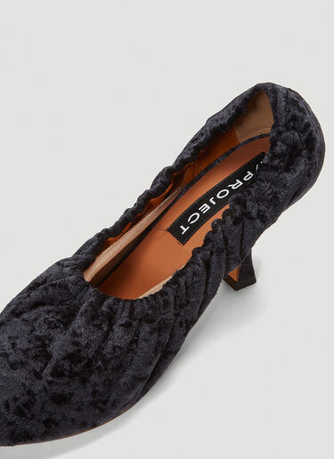 Y/Project Ruched Velvet Heeled Pumps   Black ypr0242010