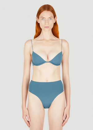 Ziah Fine Strap Almond Bikini Top Blue zia0249004