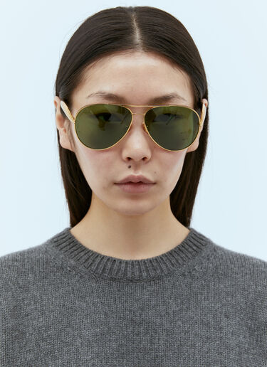 Bottega Veneta Sardine Aviator Sunglasses Gold bos0355005