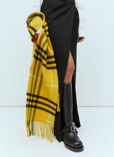 Burberry 格纹羊毛羊绒围巾 黄色 bur0354003