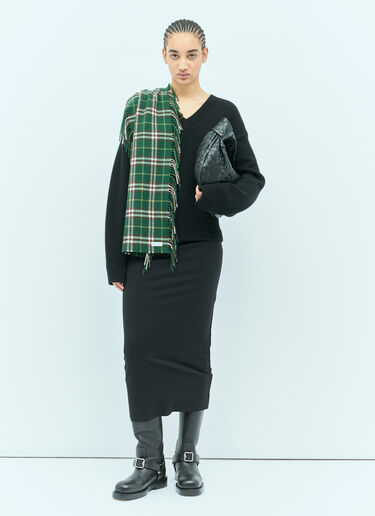 Check Cashmere Fringed Scarf Burberry Check Cashmere Fringed Scarf Green bur0355006