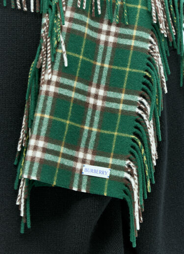 Check Cashmere Fringed Scarf Burberry Check Cashmere Fringed Scarf Green bur0355006