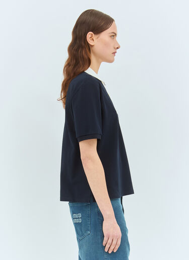 徽标刺绣 Polo 衫 Miu Miu 徽标刺绣 Polo 衫 藏蓝色 miu0359004