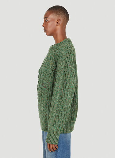 Cable Knit Sweater Sky High Farm Workwear Cable Knit Sweater Dark Green skh0350007