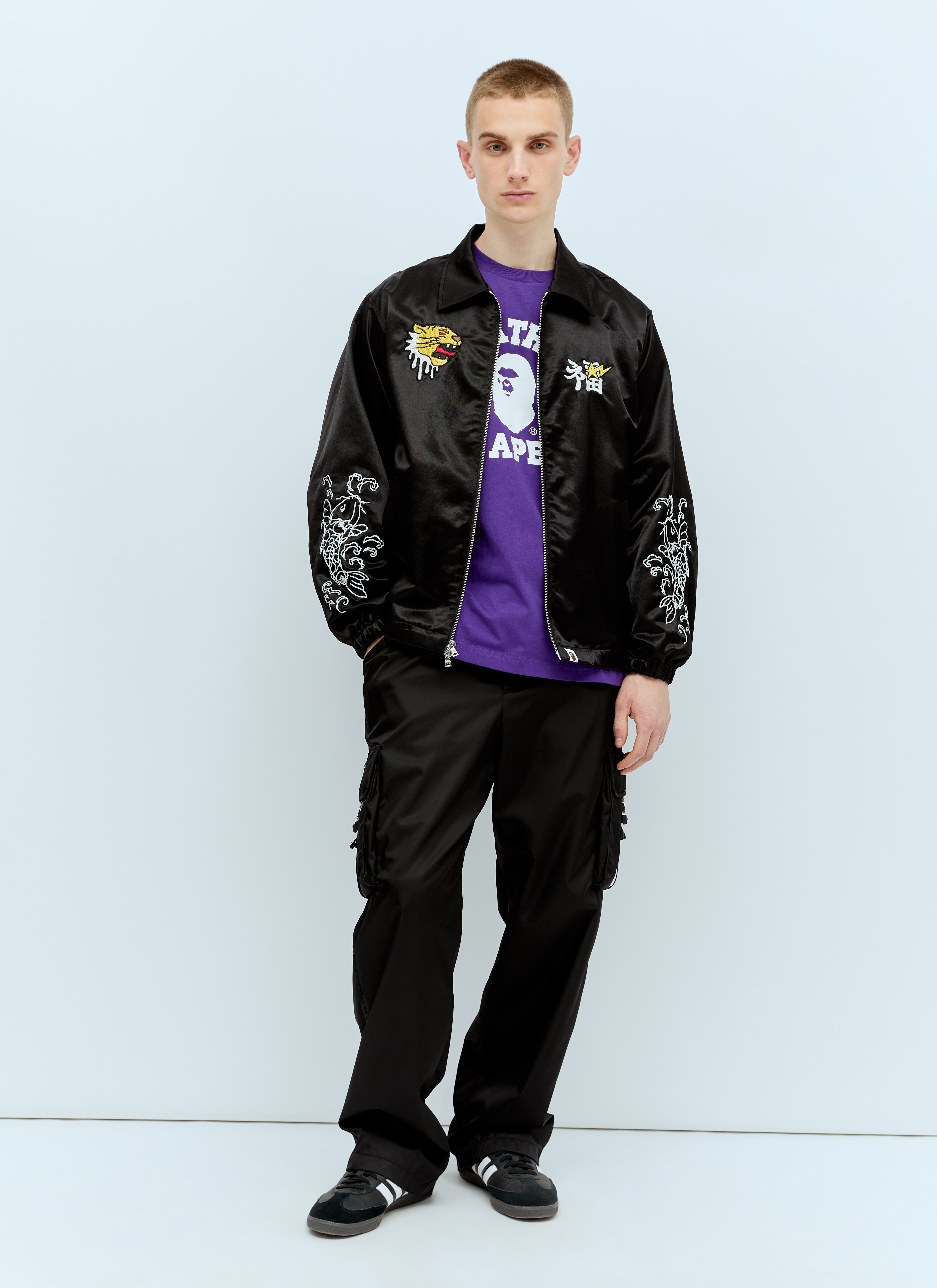 A BATHING APE® Men's' Souvenir Satin Jacket in Black | LN-CC®