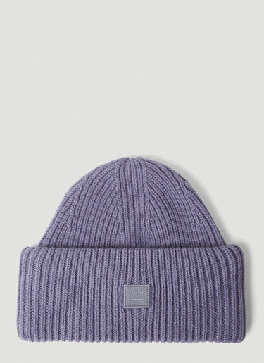 Acne Studios 로고 패치 골지 비니 퍼플 acn0153050