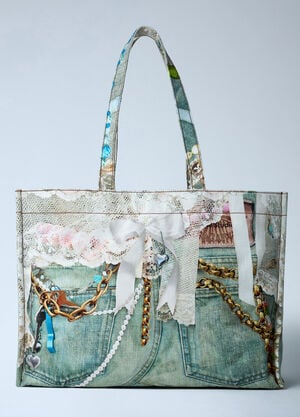 Acne Studios Logo Print Tote Bag Green acn0162047