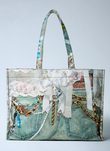 Acne Studios Logo Print Tote Bag Green acn0162047