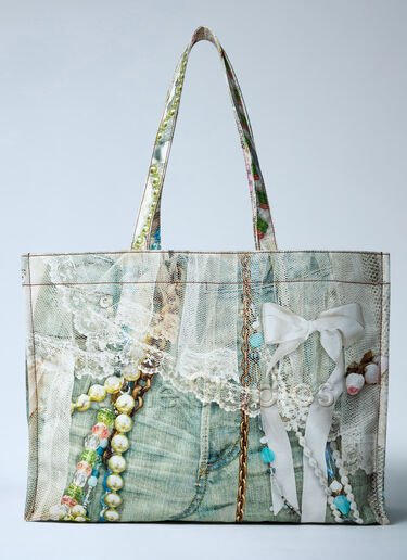 Acne Studios Logo Print Tote Bag Green acn0162047