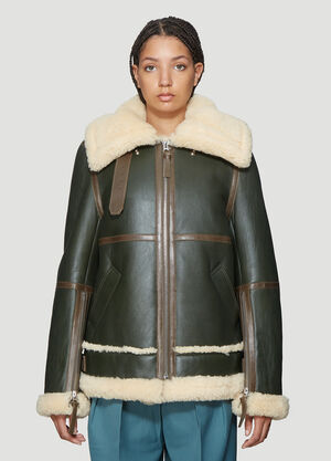 Acne Studios Long Raf Shearling Jacket Green acn0238004