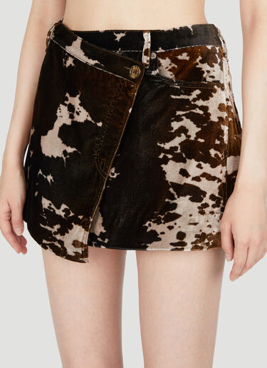 Acne Studios 丝绒奶牛印花迷你半身裙 棕色 acn0254026
