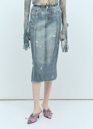 Acne Studios 印花针织中长半裙  蓝色 acn0256029