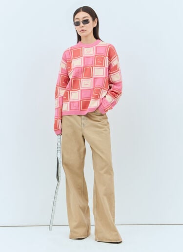 Face Jacquard Sweater Acne Studios Face Jacquard Sweater Pink acn0257002