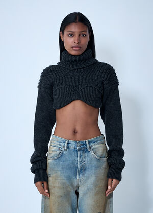 Acne Studios Cropped High Neck Sweater Grey acn0258002