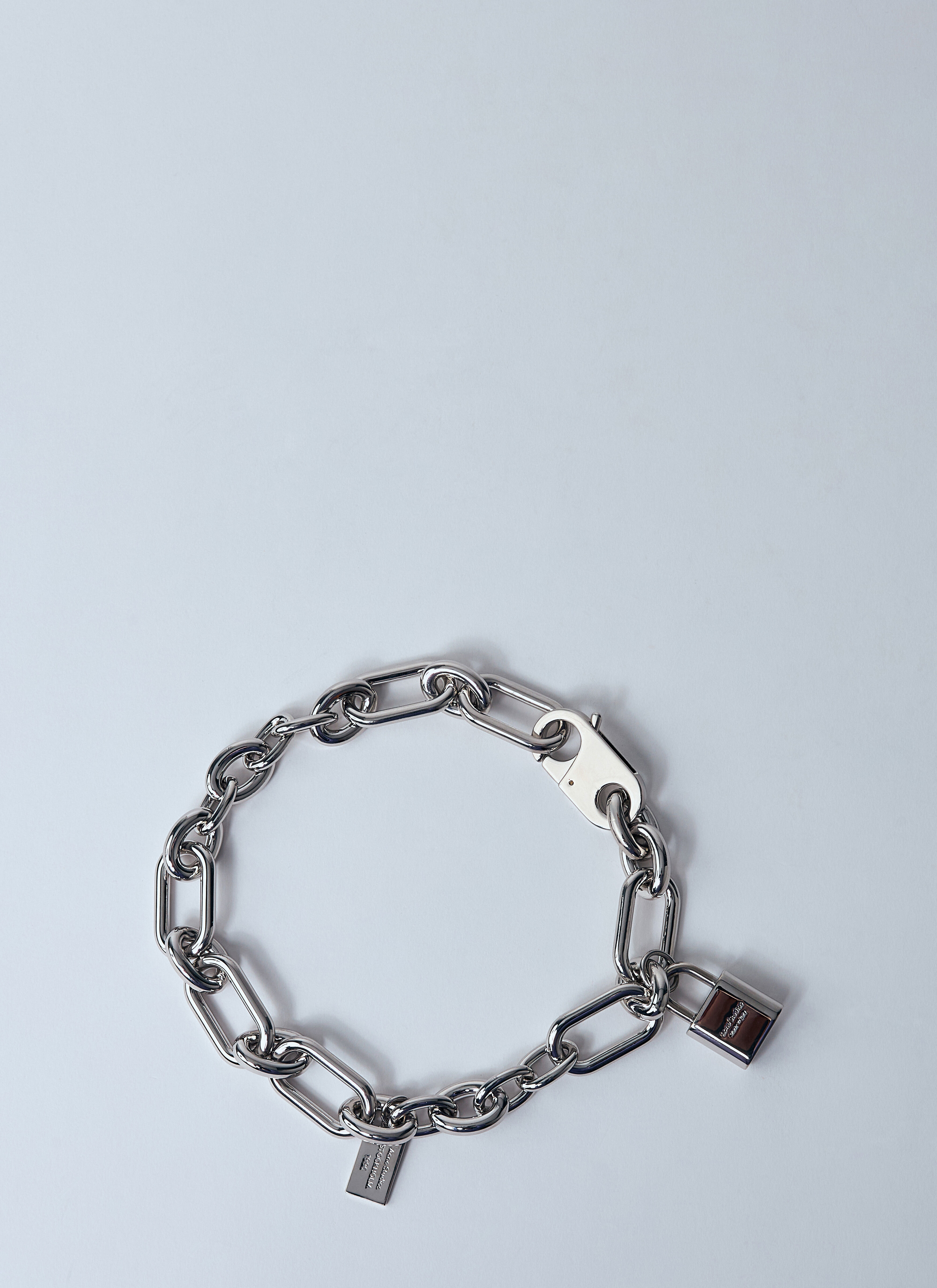 Acne Studios Padlock Chain Necklace en Silver pour femme