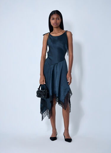 Acne Studios Satin Lace Midi Dress Blue acn0262005